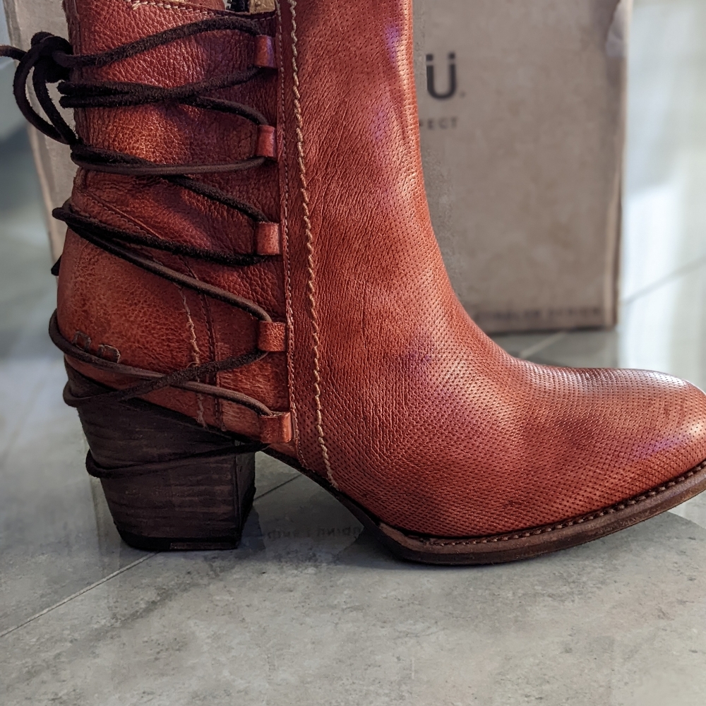 Bed Stu Burnt Orange Leather Lace-Up Ankle Boots